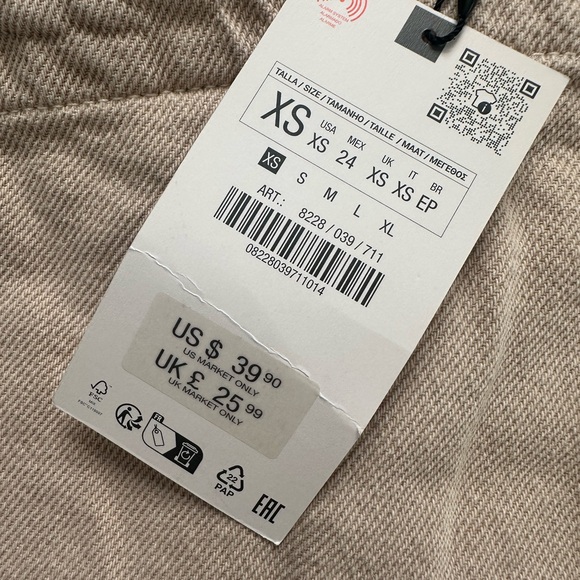 Zara Women's Tan Button-Detail Skort - Picture 4 of 5